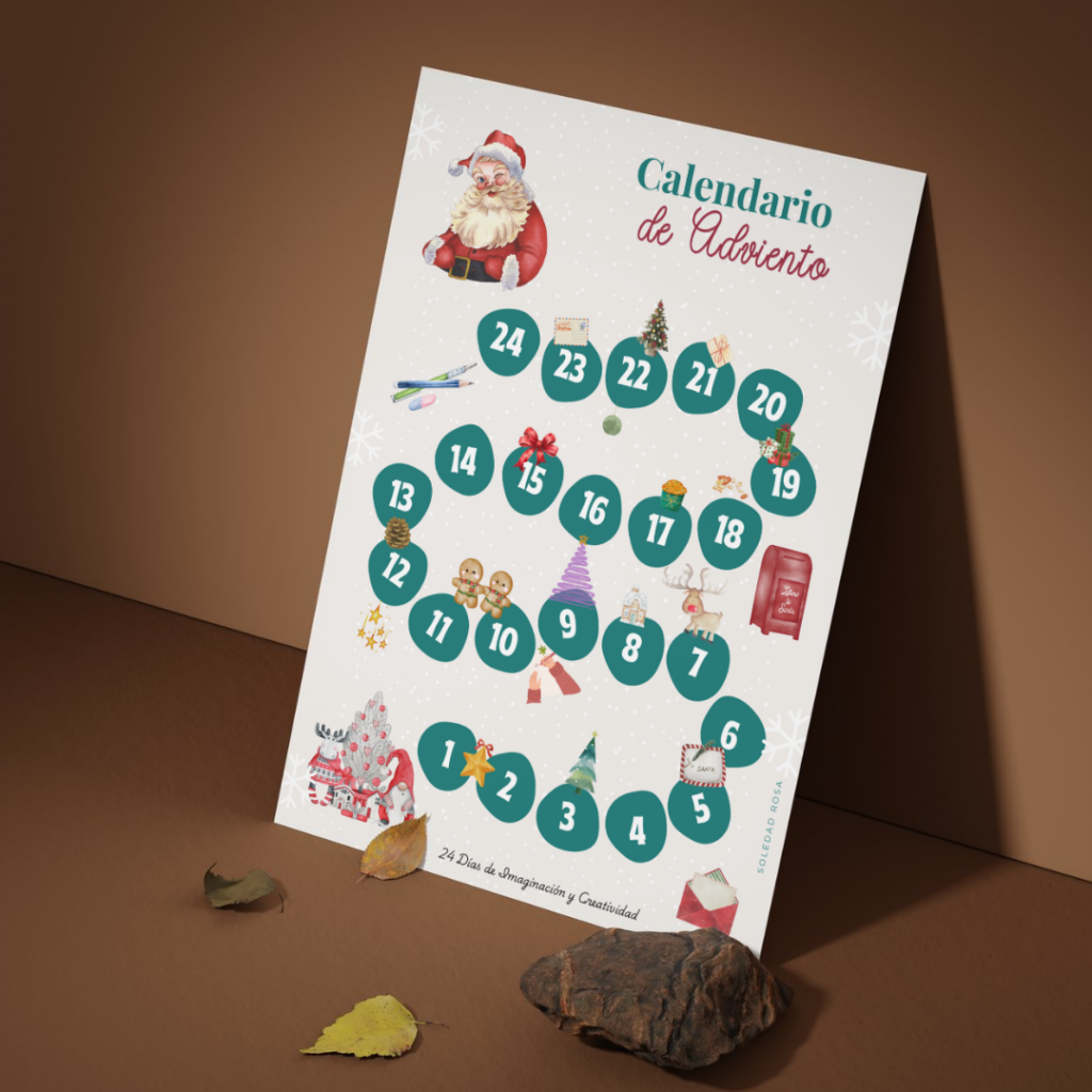 Calendario de adviento de escritura infantil